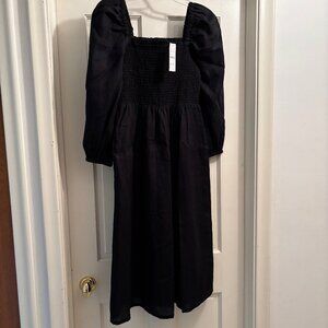 NWT Madewell Smocked Midi Dress Size: Small Color: Black